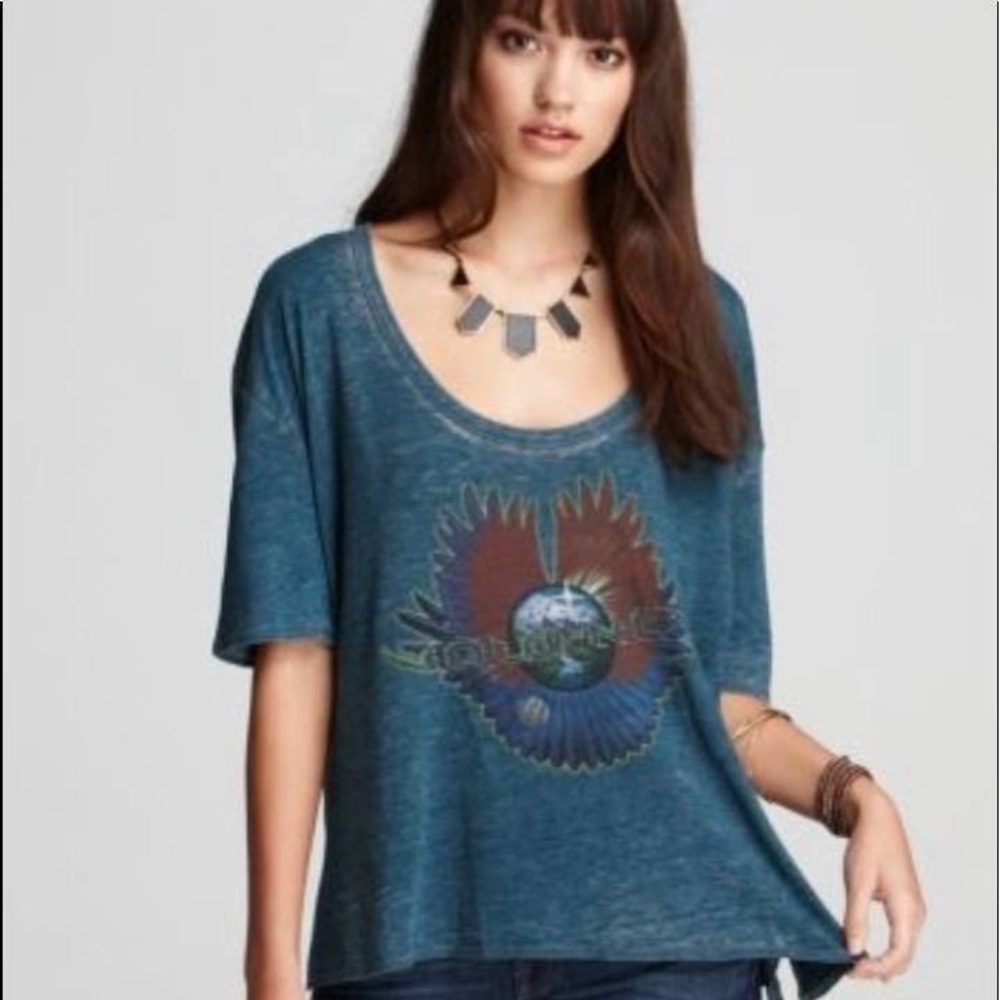 Chaser Journey Graphic Band Tee Shirt in Teal